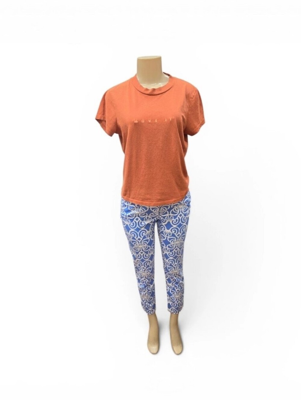 MOTHER MOVE IT Womens Short Sleeve Graphic T-Shirt Rust Orange Crewneck Tee